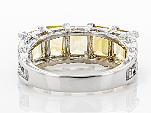 2.85ctw Emerald Cut Citrine Rhodium Over Sterling Silver 5-Stone Band Ring - Size 7