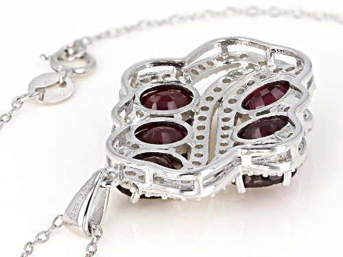5.40ctw Oval Mahaleo® Ruby With 0.35ctw Round White Zircon Rhodium Over Silver Pendant With Chain