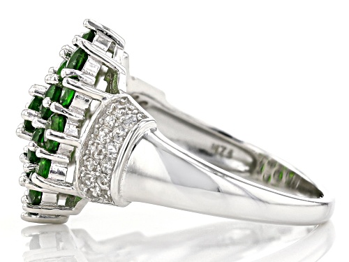 2.08ctw Round Chrome Diopside With .18ctw Round White Zircon Rhodium Over Sterling Silver Ring - Size 8