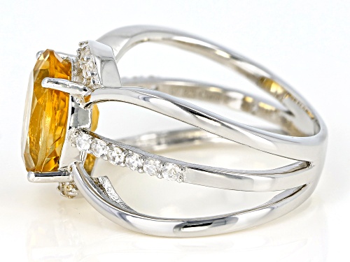 2.75ct Oval Citrine with .45ctw Round White Zircon Rhodium Over Sterling Silver Ring - Size 8