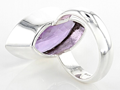 10.00ct Marquise Brazilian Amethyst Solitaire, Sterling Silver Ring - Size 7