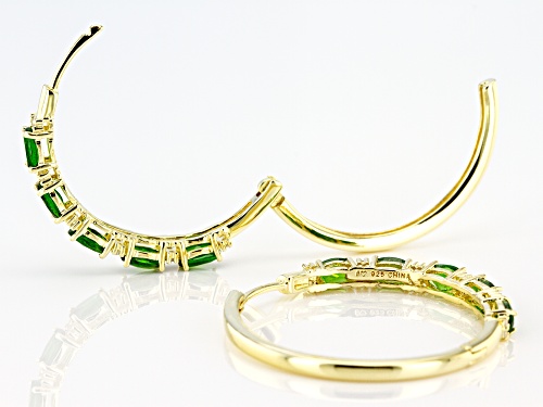 2.40ctw Oval Chrome Diopside With .30ctw White Zircon 18K Yellow Gold Over Silver Hoop Earrings
