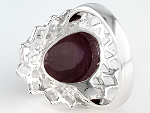 7.35ctw Oval Red Ruby Sterling Silver Ring - Size 7