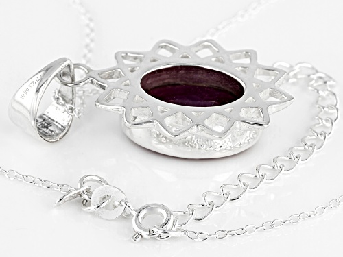 7.35ctw Oval Red Ruby Sterling Silver Pendant With Chain