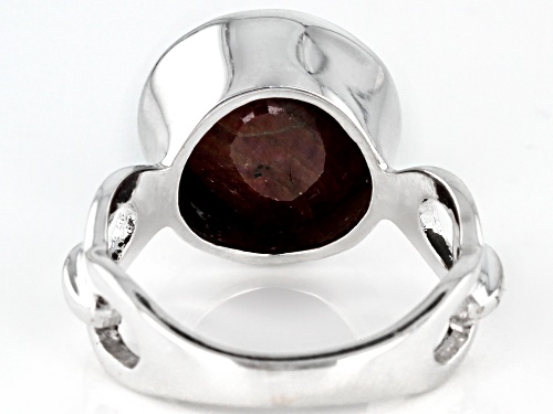 6.43ctw Round Red Ruby Sterling Silver Ring - Size 7