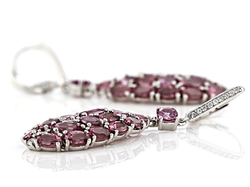 9.50ctw Mixed Shaped Blush Garnet With .30ctw White Zircon Rhodium Over Sterling Silver Earrings