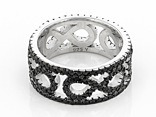 1.80ctw Round Black Spinel Rhodium Over Sterling Silver Eternity Band Ring - Size 7