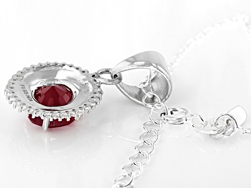 1.80ct Round Mahaleo® Ruby With .28ctw Round White Topaz Sterling Silver Pendant With Chain