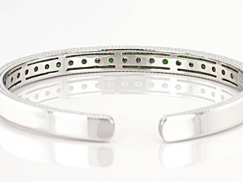 4.50ctw Round And Oval Chrome Diopside Rhodium Over Sterling Silver Bracelet - Size 7