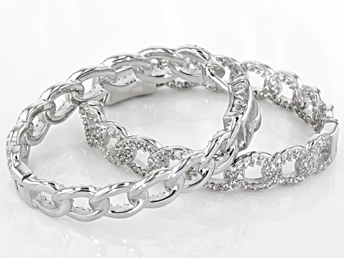 2.40ctw Round White Zircon Rhodium Over Sterling Silver Hoop Earrings