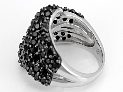 5.00ctw Round Black Spinel Sterling Silver Cluster Ring - Size 5