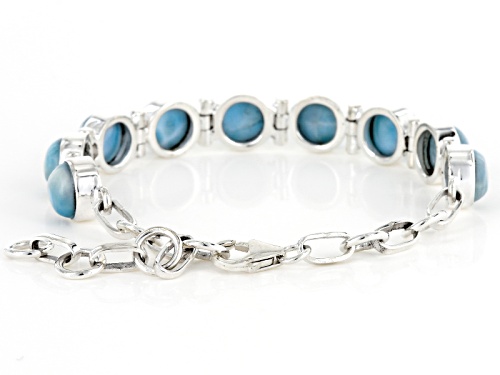 8mm Round Cabochon Larimar Sterling Silver Bracelet - Size 7