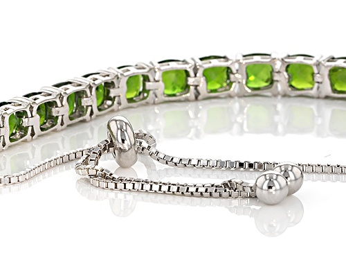 10.70ctw Square Cushion Chrome Diopside Rhodium Over Sterling Silver Bolo Bracelet