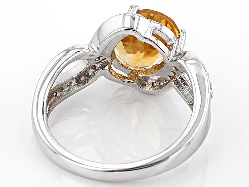 2.75ct Oval Brazilian Citrine With .37ctw Round White Topaz Rhodium Over Sterling Silver Ring - Size 9
