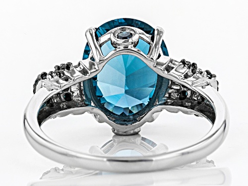 4.00ct Oval London Blue Topaz, .25ctw  Diamond Accent Rhodium Over 14k White Gold Ring - Size 7