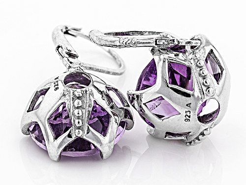 10.00ctw Round Brazilian Amethyst Rhodium Over Sterling Silver Dangle Earrings