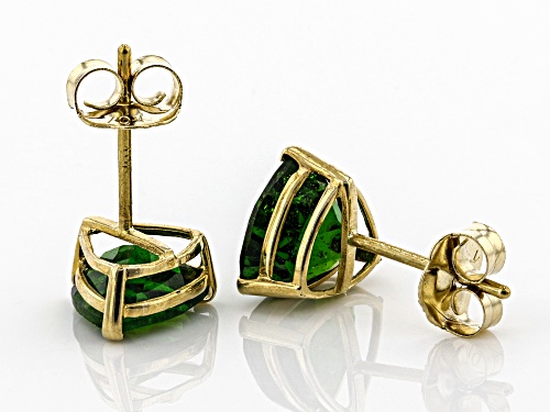 1.85ctw trillion Russian chrome diopside 10K yellow gold stud earrings
