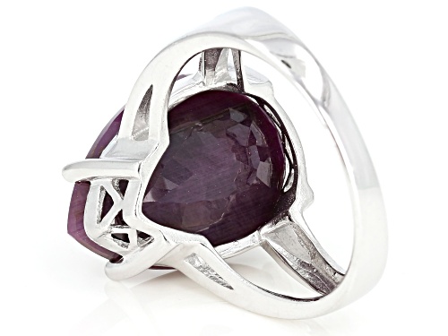 12.00ct Pear Shape Indian Ruby Rhodium Over Sterling Silver Solitaire Ring - Size 6
