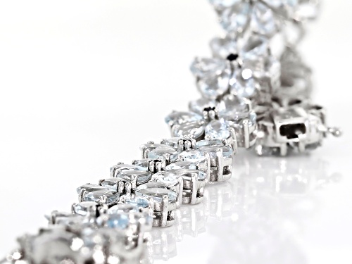 26.52CTW AQUAMARINE WITH .65CTW BLUE SAPPHIRE RHODIUM OVER SILVER FLORAL BRACELET - Size 7.25