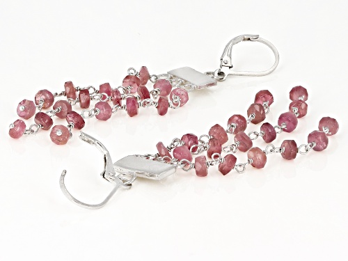 10.00CTW ROUND PINK TOURMALINE RHODIUM OVER STERLING SILVER DANGLE EARRINGS
