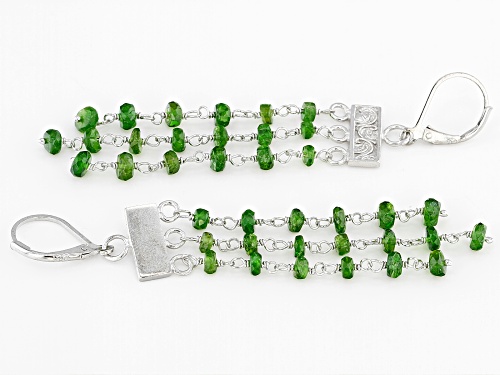 10.00CTW ROUND CHROME DIOPSIDE RHODIUM OVER STERLING SILVER DANGLE EARRINGS