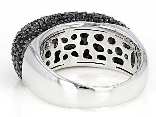 3.28CTW ROUND BLACK SPINEL RHODIUM OVER STERLING SILVER RING - Size 5