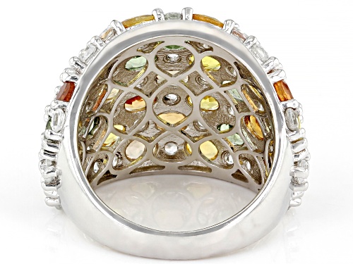 7.55ctw Oval Multicolor Malaheo(R) Sapphire With 2.95ctw Round White Zircon Rhodium Over Silver Ring - Size 7