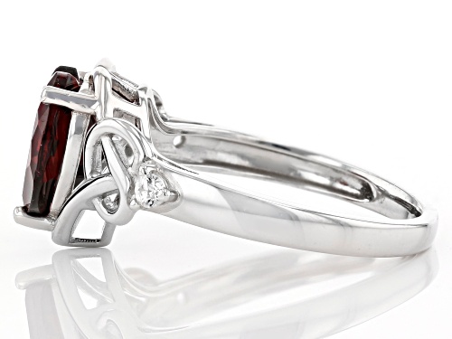 2.21ct Heart Shape Red Garnet With .05ctw Round White Topaz Rhodium Over Sterling Silver Ring - Size 7