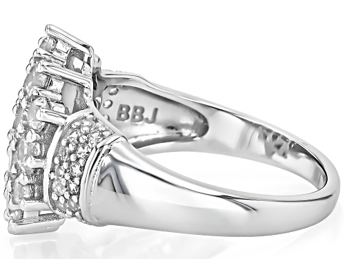 2.61ctw Round White Zircon Rhodium Over Sterling Silver Cluster Ring - Size 6