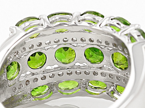 3.88ctw Oval And Round Russian Chrome Diopside With .37ctw Round White Zircon Sterling Silver Ring - Size 5
