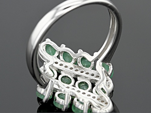 2.00ctw Oval Sakota Emerald And .25ctw Round White Zircon Sterling Silver Ring - Size 5