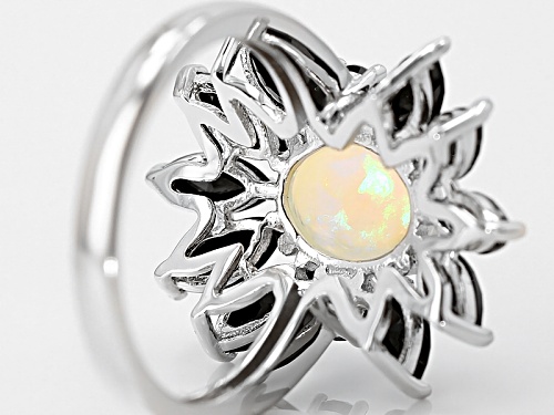 1.15ct Oval Ethiopian Opal With 2.25ctw Round And Marquise Black Spinel Sterling Silver Ring - Size 5