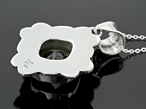 15.00ct Square Cushion Prasiolite Sterling Silver Pendant With Chain