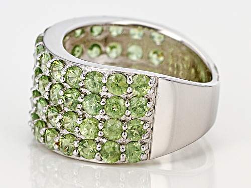 5.50ctw Round Green Demantoid Sterling Silver Band Ring - Size 6