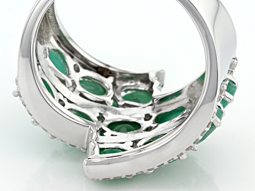 2.97ctw Oval Sakota Emerald With .62ctw Round White Zircon Sterling Silver Ring - Size 5