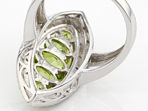 2.25ctw Oval And Round Green Peridot With .20ctw Round White Diamond Sterling Silver Ring - Size 7
