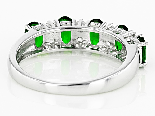 1.25ctw Oval Russian Chrome Diopside And .41ctw Round White Zircon Sterling Silver 5-Stone Band Ring - Size 12