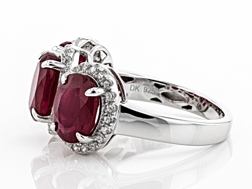 7.20ctw Oval Mahaleo® Ruby With .40ctw Round White Zircon Sterling Silver Ring - Size 5