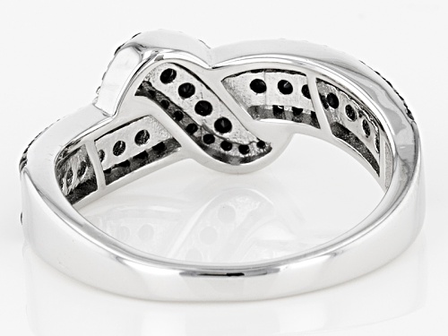 .76ctw Round Black Spinel Rhodium Over Sterling Silver Crossover Band Ring - Size 7