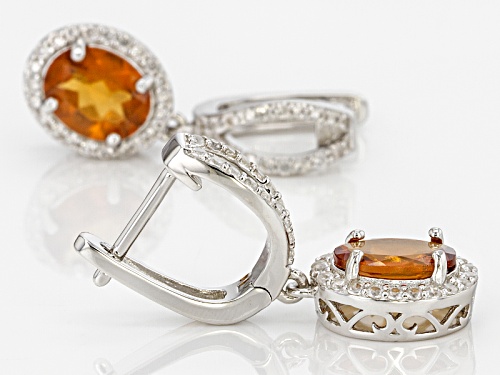 4.40ctw Red Hessonite With 1.12ctw  White Zircon Rhodium Over Sterling Silver Dangle Earrings