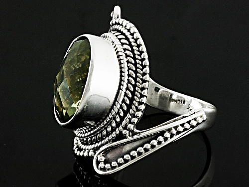 6.00ct Oval Prasiolite Sterling Silver Ring - Size 5
