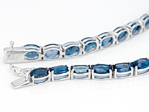 58.00ctw Oval London Blue Topaz Sterling Silver Necklace - Size 18