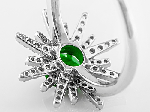 .85ct Round Chrome Diopside And .50ctw Round White Zircon Rhodium Over Sterling Silver Ring - Size 9