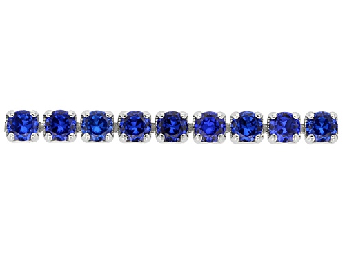 12.30ctw Round Lab Created Blue Spinel Adjustable Sterling Silver Necklace
