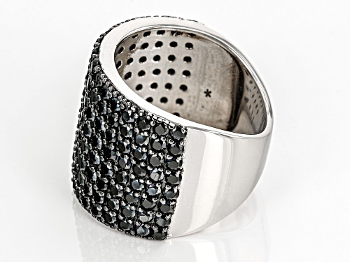 4.02ctw Round Black Spinel Rhodium Over Sterling Silver Ring - Size 5
