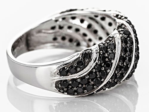 2.00ctw Round Black Spinel Rhodium Over Sterling Silver Ring - Size 7