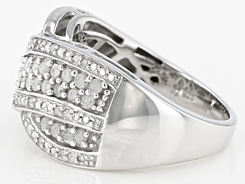 0.50ctw Round White Diamond Rhodium Over Sterling Silver Crossover Ring - Size 6