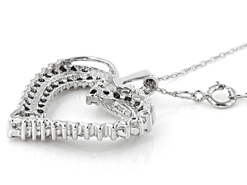0.50ctw Round White Diamond 10K White Gold Heart Pendant With 18 Inch Rope Chain