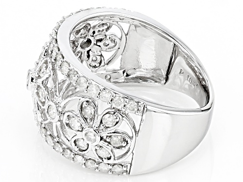 1.00ctw Round White Diamond 10k White Gold Open Design Band Ring - Size 5