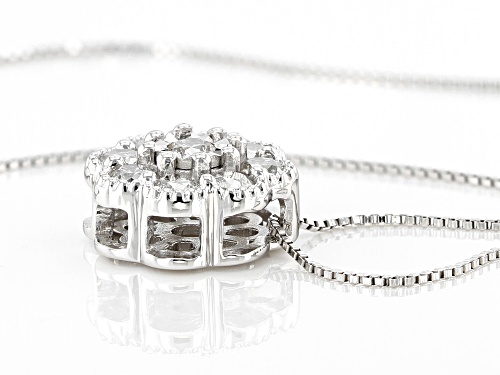 0.50ctw Round White Diamond 10k White Gold Cluster Slide Pendant With Box Chain